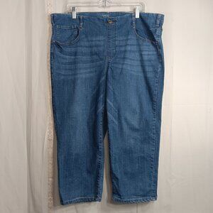 TIME & TRU‎ Women's 20 / XXL Med Wash Stretch Denim Capris Pull-On /5-Pocket C4